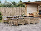 Garden Dining Set Beige PE Rattan 11 Piece Set Foldable 3210756
