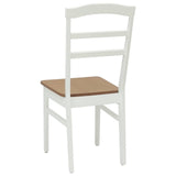 Dining Chair 2 pcs White and Natural Solid Rubber Wood 42020497