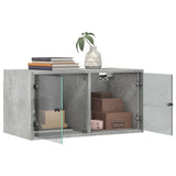 Wall Cabinets with Glass Doors 2 pcs Concrete Grey 68.5x37x35 cm 836504