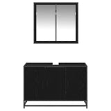 Bathroom Furniture Set 2 pcs Black Oak Engineered Wood 3402359