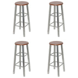 Bar Stools 4 pcs Silver and Brown MDF 277174