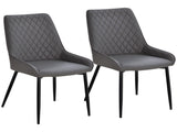 Set Of 2 Quilted PU Leather Dining Chairs with Metal Frame 4 Legs Foot Caps Home Seating Modern T3398P328161