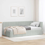 Corner Bed Frame with Headboard Light grey 100 x 200 cm Velvet 42016317