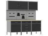 Work Cabinet 8 pcs Black and Grey Engineered Wood and Steel 3321440