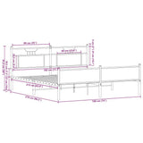 Metal Bed Frame without Mattress Smoked Oak 183x213 cm 3325115