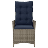 3 Piece Bistro Set with Cushions Grey Poly Rattan 365279