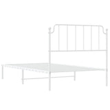 Metal Bed Frame without Mattress with Headboard White 107x203cm 373932