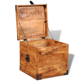 Storage Chest Cubic Rough Mango Wood 241636