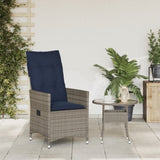 Reclining Garden Chair with Cushions Grey Poly Rattan 365642