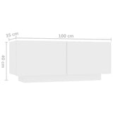 TV Cabinet with LED Lights White 180x35x40 cm 3081897