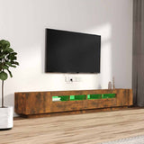 3 Piece TV Cabinet Set with LED Lights Smoked Oak Engineered Wood 3120173