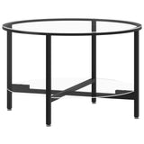 Tea Table Black and Transparent 70 cm Tempered Glass 331617