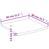 Desk Top 80x80x3.8 cm Square Solid Wood Acacia Live Edge 370314