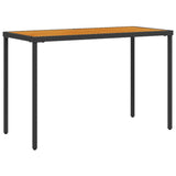 Garden Table Black PE rattan, powder-coated steel, solid acacia wood 365077