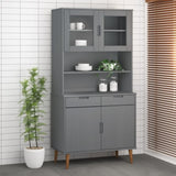 Top for Highboard MOLDE Grey 90x35x100 cm Solid Wood Pine 350551