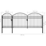 Garden Fence Gate with Arched Top ASSEN 400 x 175 cm Steel 144367