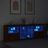 Sideboard with LED Lights Brown Oak 202x37x67 cm 3209050