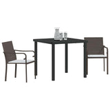 Garden Dining Set 3 pcs Brown and Black PE Rattan 3379044