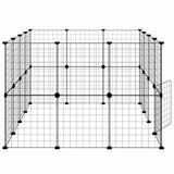 28-Panel Pet Cage with Door Black 35x35 cm Steel 3114038