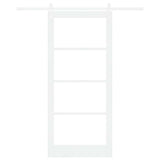 Sliding Door ORKDAL White 93 x 211 cm Solid Pine Wood and Glass 3331898