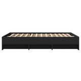 Bed Frame Black Engineered wood Double Bed Frame Rectangular 3295654