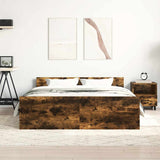 Bed Frame without Mattress Smoked Oak 140x190 cm 3203786