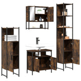 4 Piece Bathroom Furniture Set Smoked Oak Engineered Wood 3214707