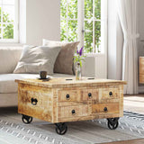 Coffee Table Rough Mango Wood 70x70x40 cm 243979