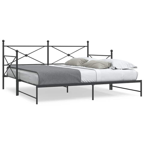 ZNTS Daybed with Trundle without Mattress Black 100x190 cm Steel 4104676