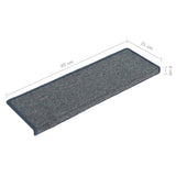 Stair Mats 15 pcs 65x21x4 cm Light Grey and Blue Rectangular Edge 326200