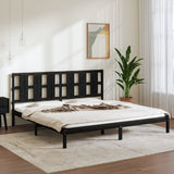 Bed Frame without Mattress Black 200x200 cm Solid Wood Pine 3105624