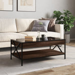 ZNTS Coffee Table with Infinity LED Brown Oak 90x50x38 cm 847711