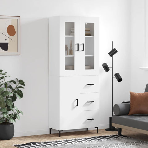Highboard White 69.5x34x180 cm Engineered Wood 3198465