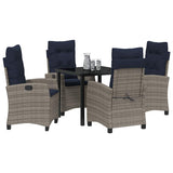Garden Dining Set with Cushion 5 pcs Grey Poly Rattan 3380464