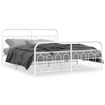 Metal Bed Frame without Mattress with Footboard White 183x213cm 377189