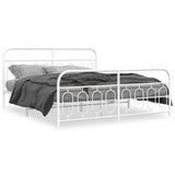 Metal Bed Frame without Mattress with Footboard White 183x213cm 377189