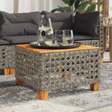Garden Table Grey 55x55x36 cm Poly Rattan Acacia Wood 365930