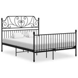 Bed Frame Black Powder-coated metal Double Durable Bed Frame 324853