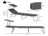 Sun Lounger Set of 2, Foldable, 4-Level Adjustable Backrest, Reclining Chair with Sun Shade, for T3398P325305
