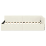 Corner Bed Frame with Headboard Cream 100 cm x 200 cm Velvet 42016098
