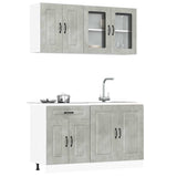 ZNTS 4 Piece Kitchen Cabinet Set Kalmar Concrete Grey Engineered Wood 3314855