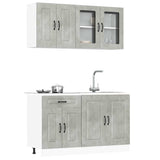 4 Piece Kitchen Cabinet Set Kalmar Concrete Grey Engineered Wood 3314855