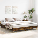 Bed Frame Smoked oak Engineered wood, plywood Double Bed Frame 3329025