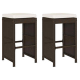 Garden Bar Stools with Cushions 2 pcs Brown Poly Rattan 368685