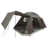 Cabin Tent with Roof Brown grey 8-Person Polyester and Steel 42029010