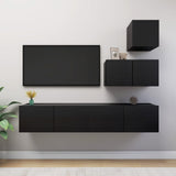 ZNTS 4 Piece TV Cabinet Set Black Engineered Wood 3078840