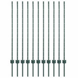 Embedded Fence Post 11 pcs Green 160 cm Powder-Coated Steel 42006267