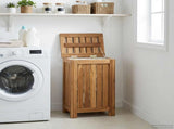 Laundry Basket Natural Solid Teak Wood 42024284