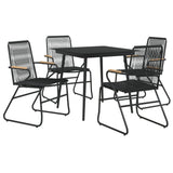 5 Piece Garden Dining Set Black PVC Rattan 3060268