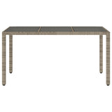 Garden Table with Glass Top Grey 150x90x75 cm Poly Rattan 365591